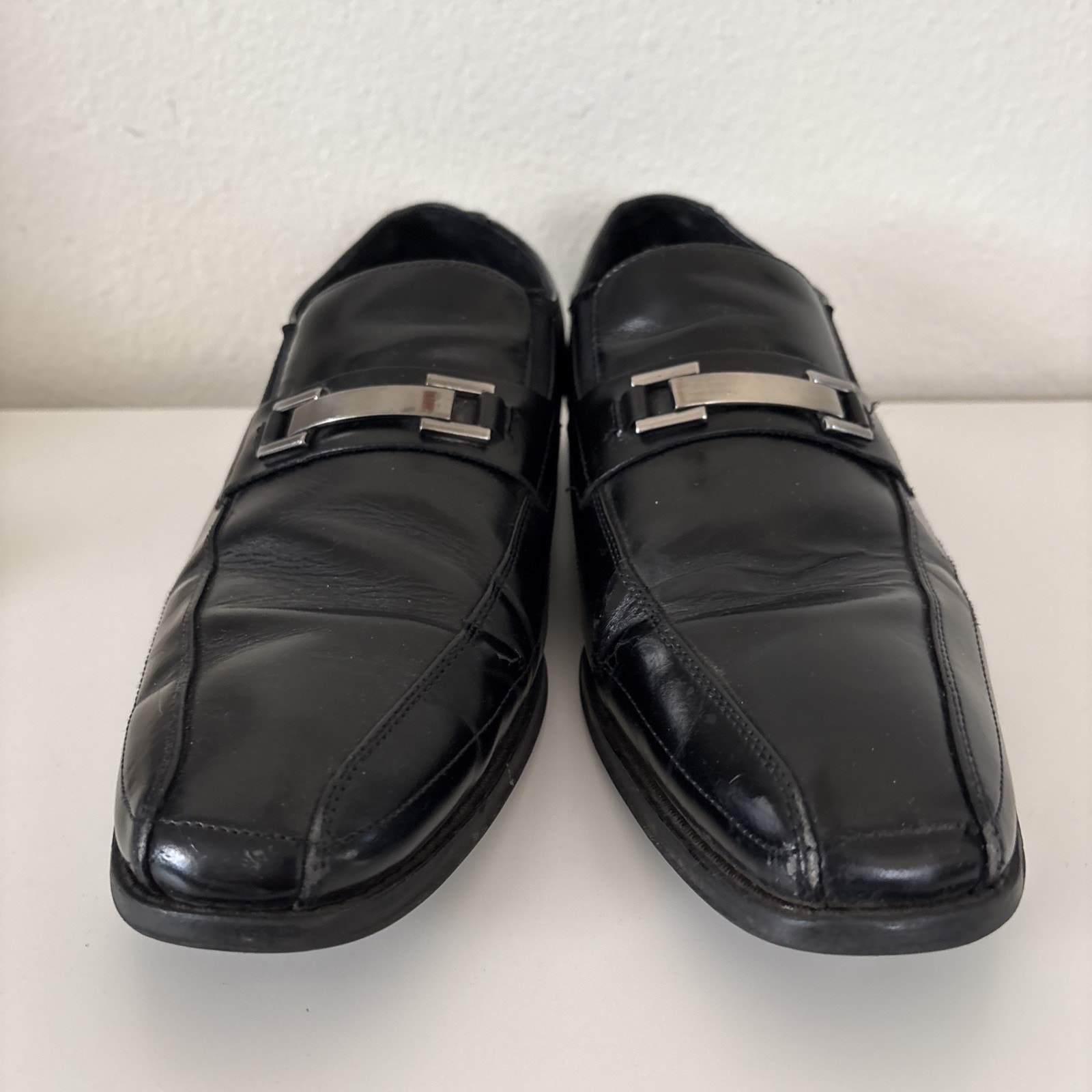 Stacy Adams Wakefield Men's Slip-On Black Shoes 9.5m Gunmetal Bit Formal Dress